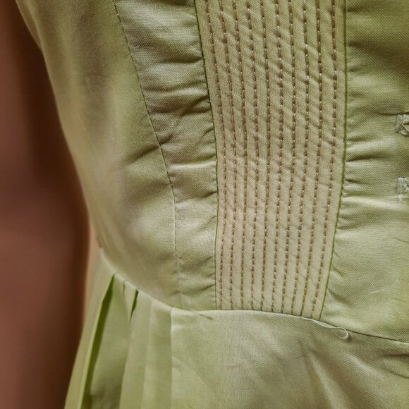 Vintage 50s 60s Day Dress Green Sleeveless Tea Dress Sundress Knee Length Sz XS - Picture 6 of 12